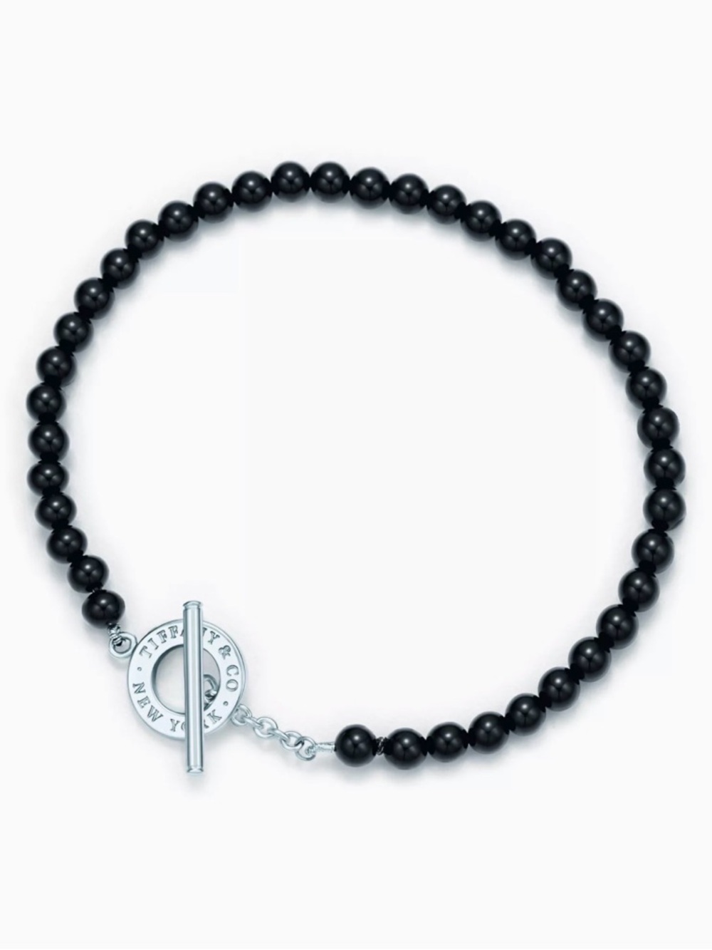 Tiffany & Co. Black Bead Bracelet with Silver Toggle